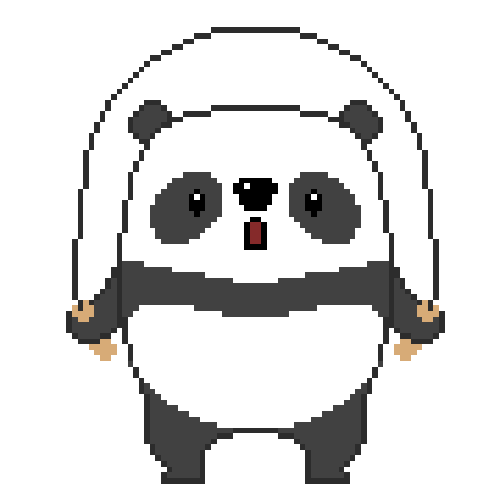 Panda pulando corda loucamente
